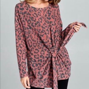 ***SOLD***Leopard Tunic Top with Tie size small